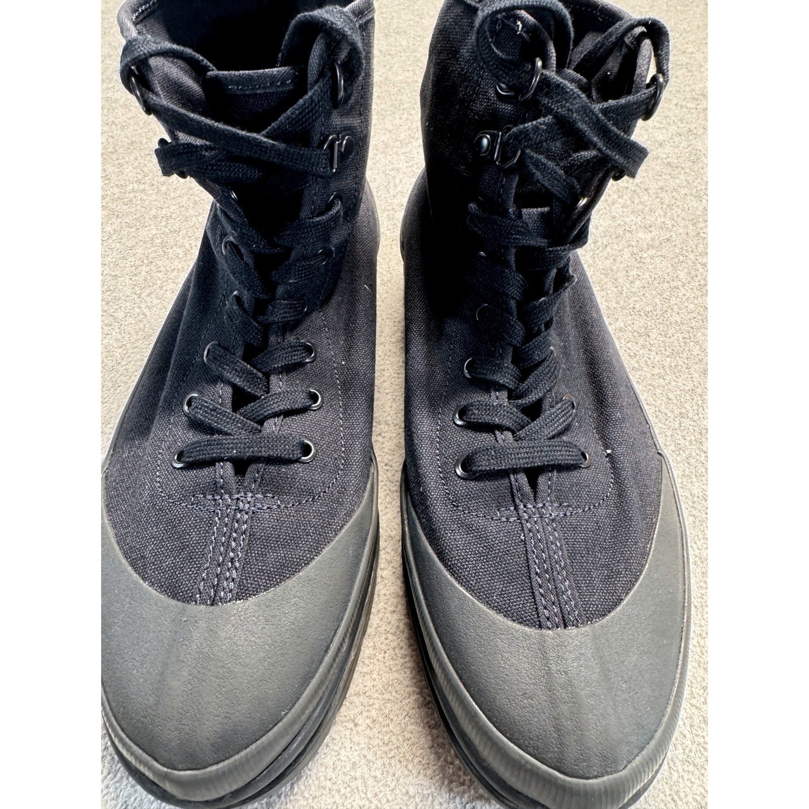 Everlane Black Canvas Duck Lace Up Boots Rain Boots Women's Us 9 Waterproof